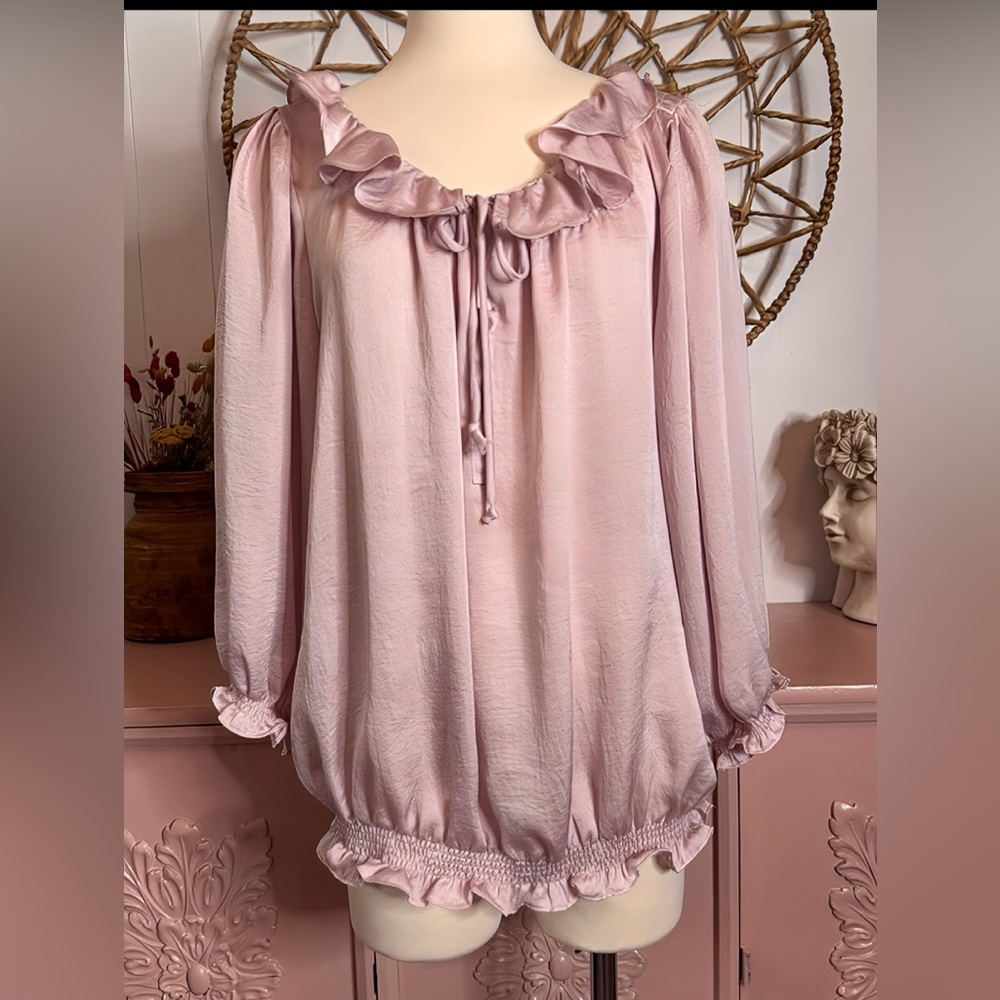 Violet & Claire Soft Purple 2X‎ Ruffle Top